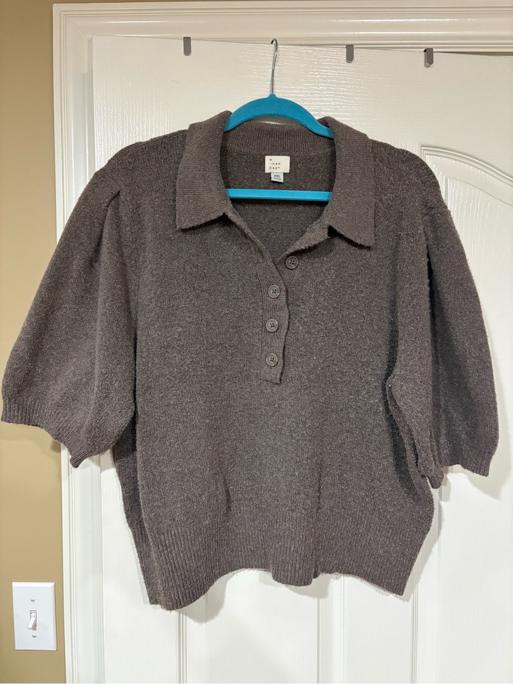 a new day Short-Sleeve Polo Sweater in Dark Gray